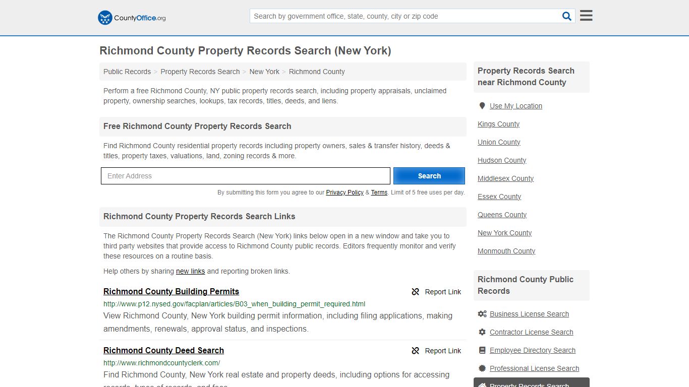 Richmond County Property Records Search (New York) - County Office